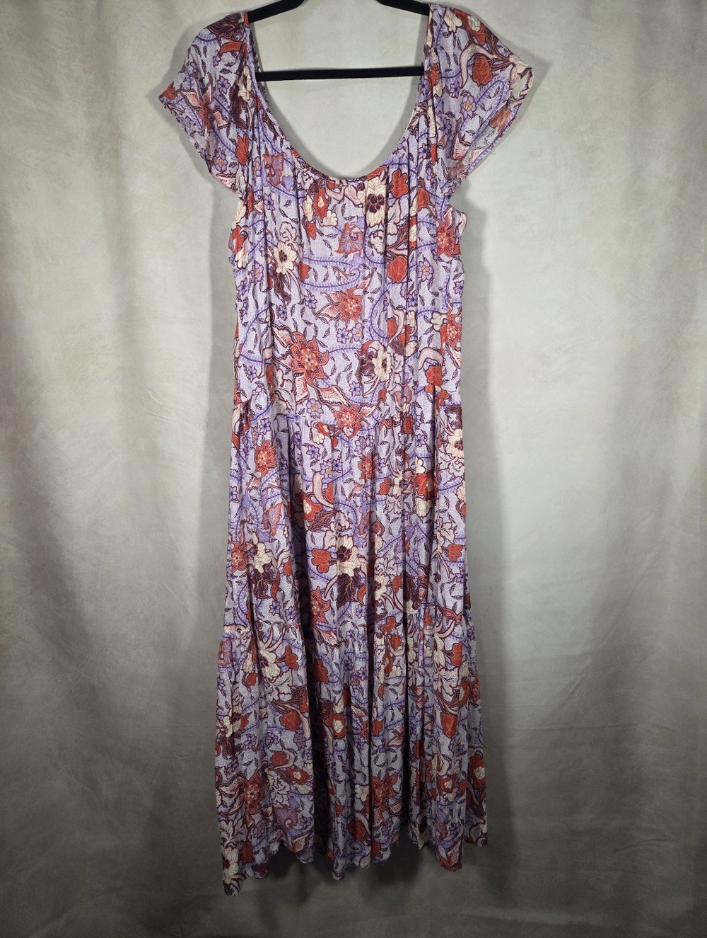 Knox Rose Lavender Maxi Dress with Coral Floral Print